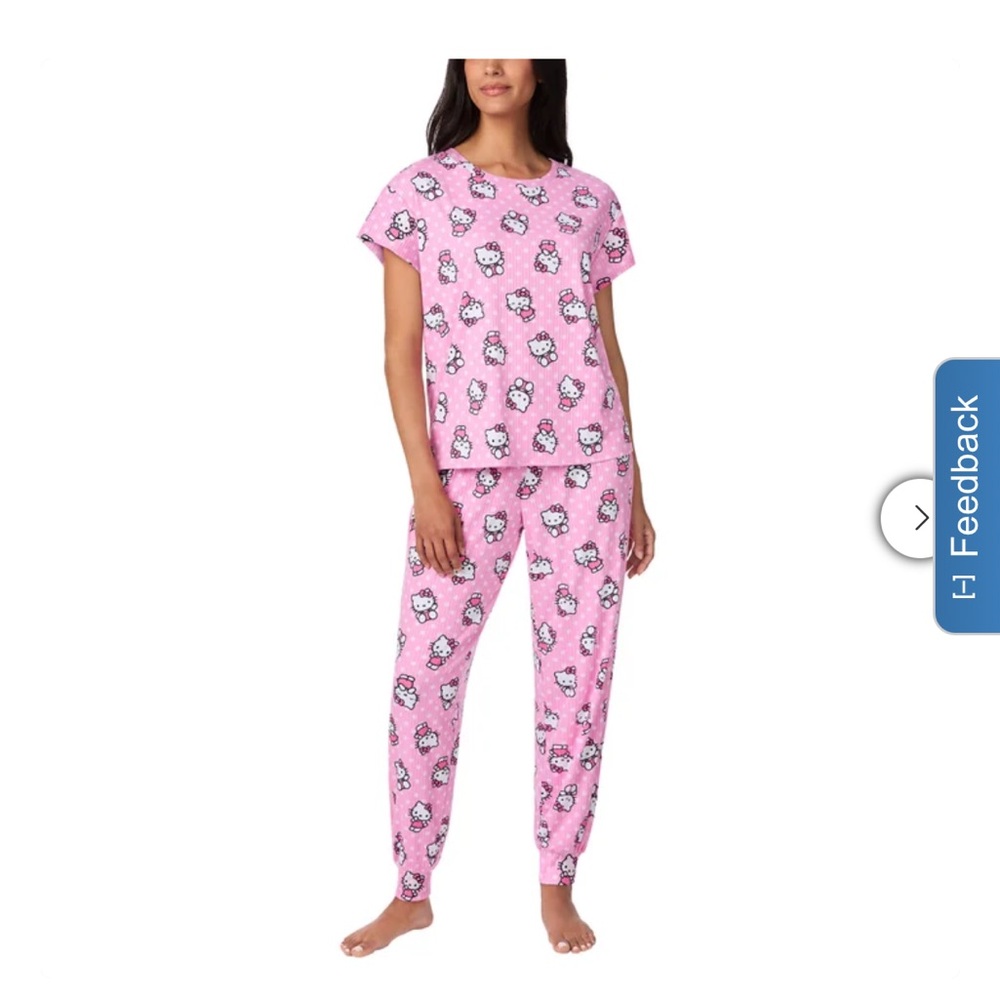Pink Hello Kitty short sleeve and jogger lounge Set - Picture 2 of 6